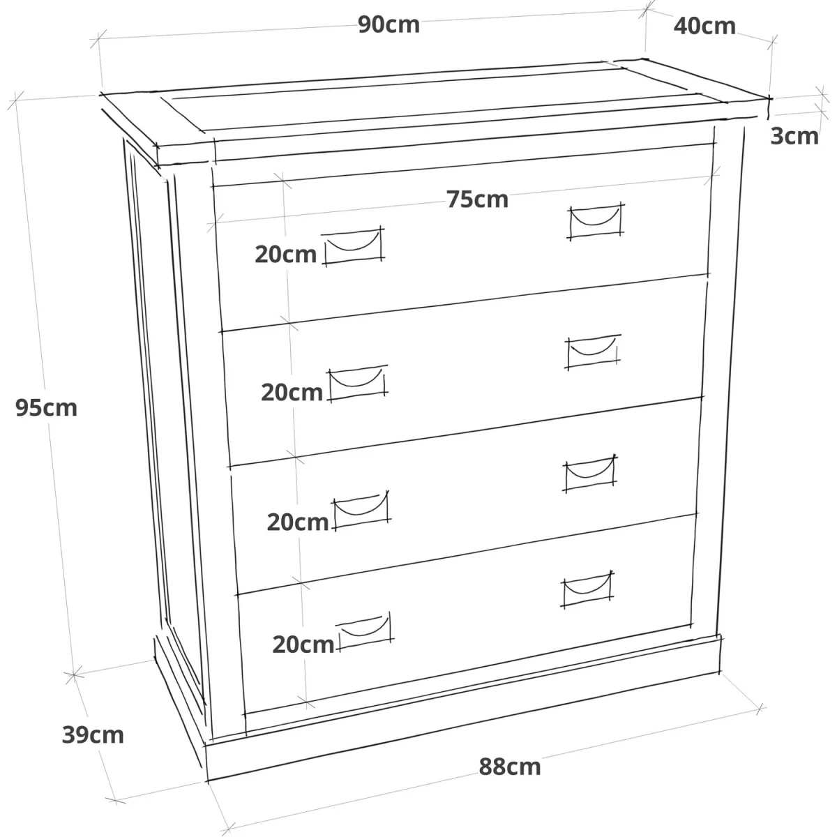 Tropea 4 Drawer Chest - White / Brass – image 9