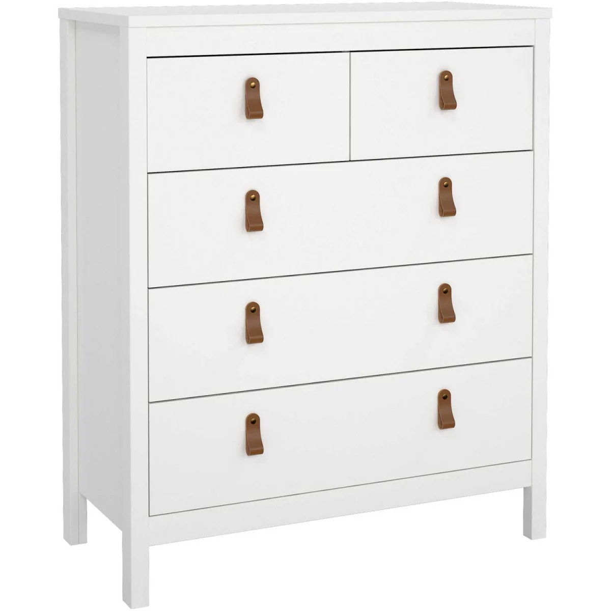 Wyld Haus Wildberry 5-Drawer Matt White Chest with Leather Tab Handles - White – image 2