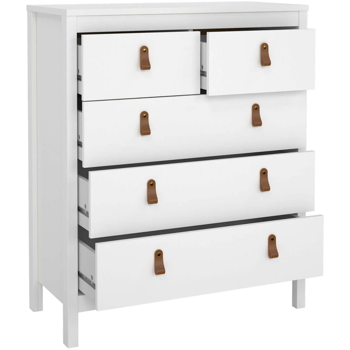 Wyld Haus Wildberry 5-Drawer Matt White Chest with Leather Tab Handles - White – image 3