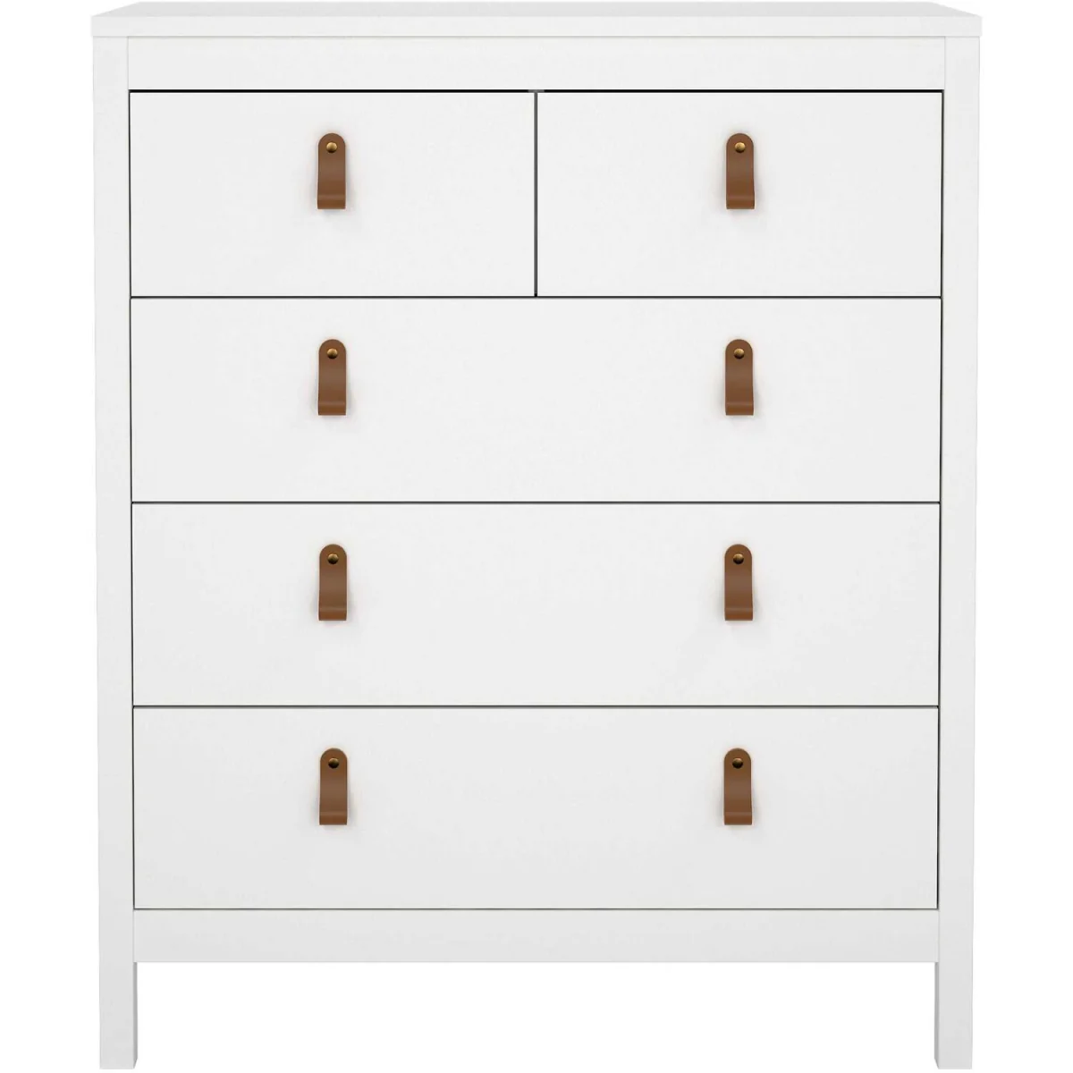 Wyld Haus Wildberry 5-Drawer Matt White Chest with Leather Tab Handles - White – image 5