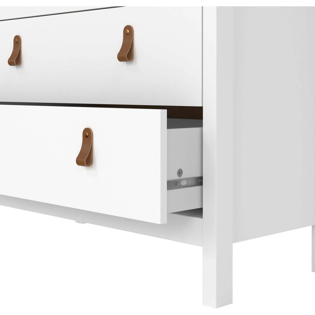 Wyld Haus Wildberry 5-Drawer Matt White Chest with Leather Tab Handles - White – image 8