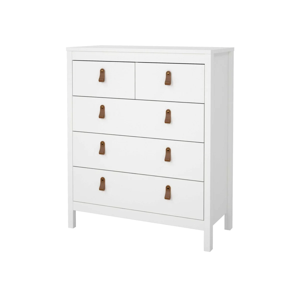 Wyld Haus Wildberry 5-Drawer Matt White Chest with Leather Tab Handles - White – image 1