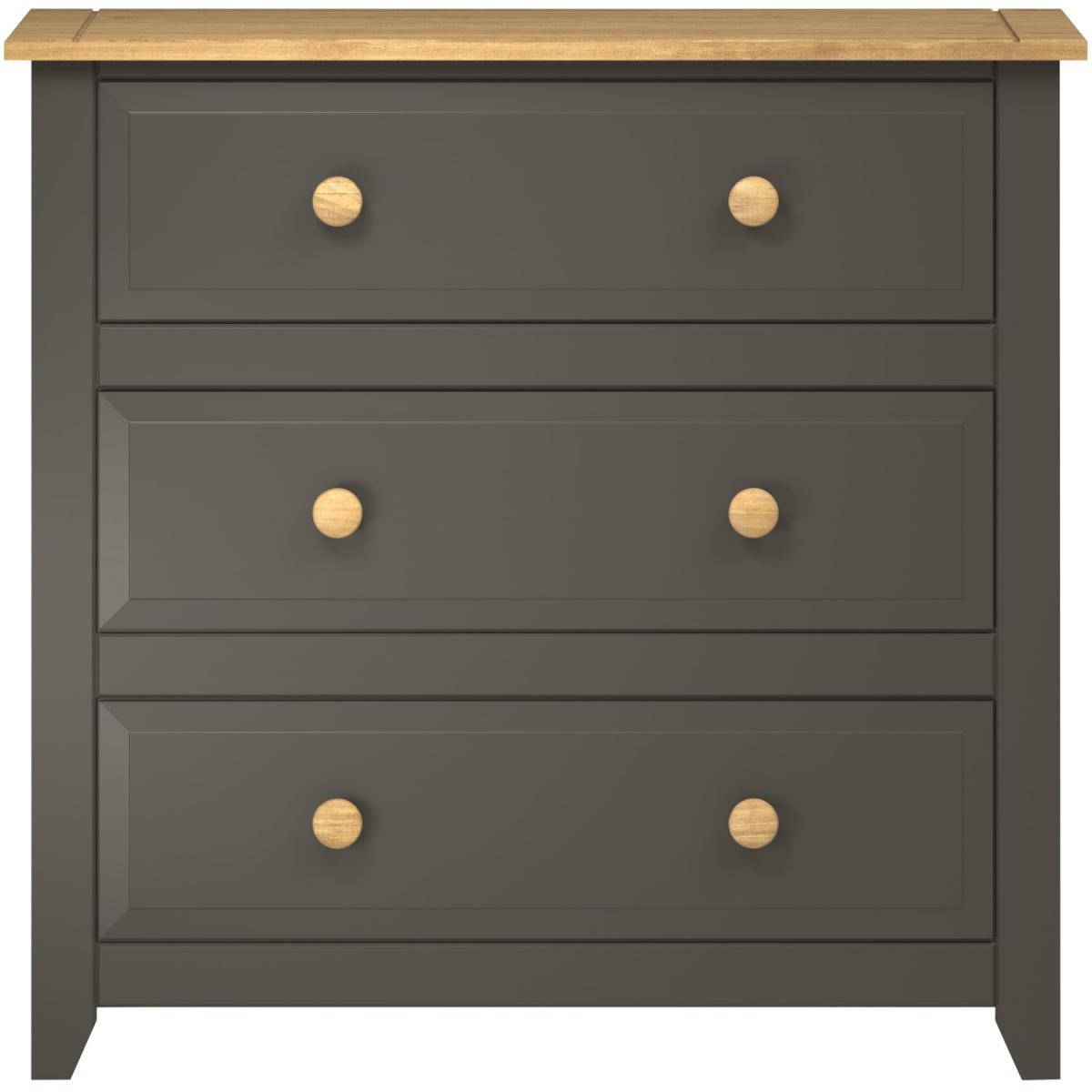 Capri Carbon 3 Drawer Chest  - Carbon Grey & Antique Waxed Pine – image 2