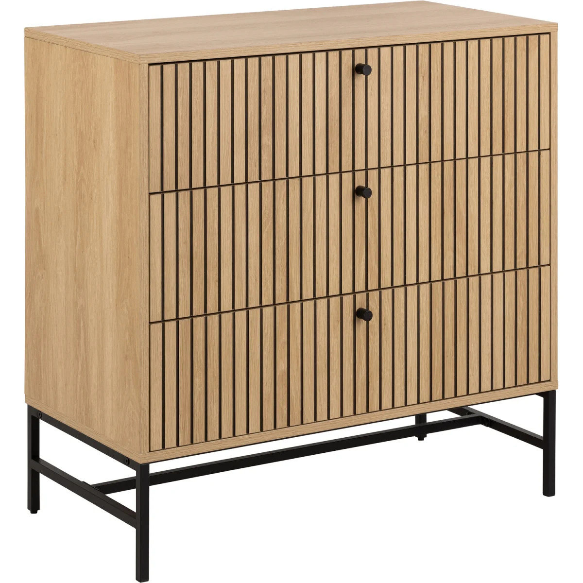 Albany Chest of 3 Drawers in Oak/Black Legs - Oak & Black – image 3