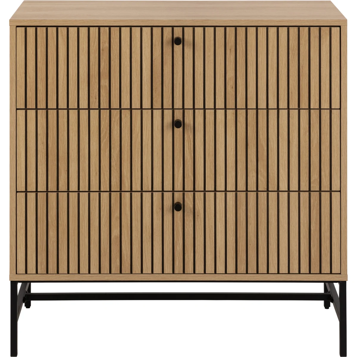Albany Chest of 3 Drawers in Oak/Black Legs - Oak & Black – image 4