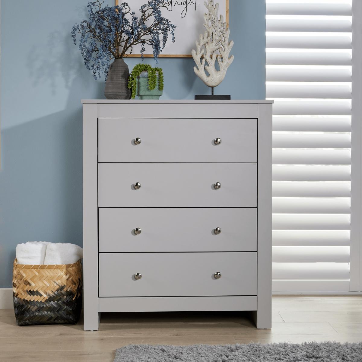 Nyon 4 Drawer Bedroom Storage Chest Unit - Grey - Grey – image 2