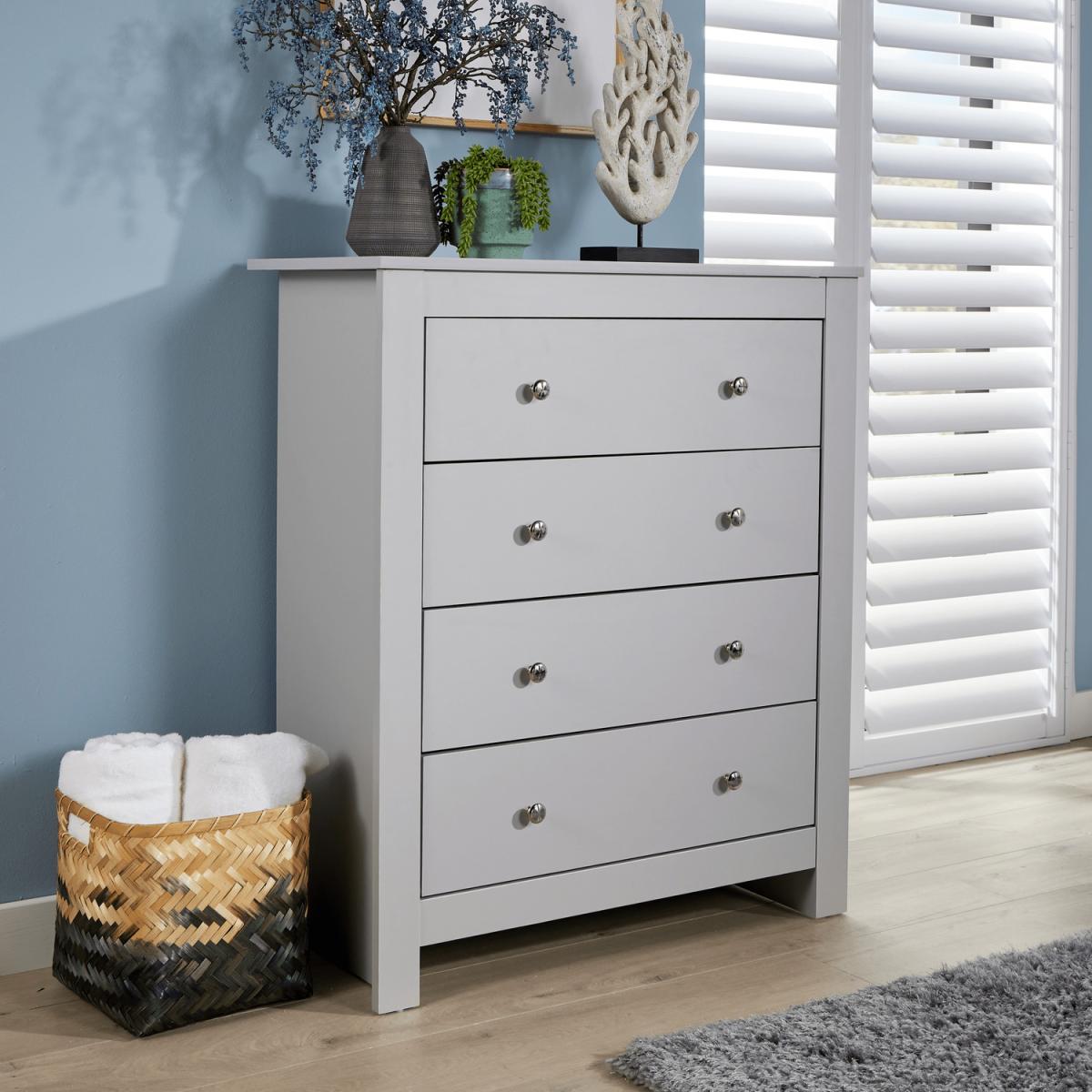 Nyon 4 Drawer Bedroom Storage Chest Unit - Grey - Grey – image 7