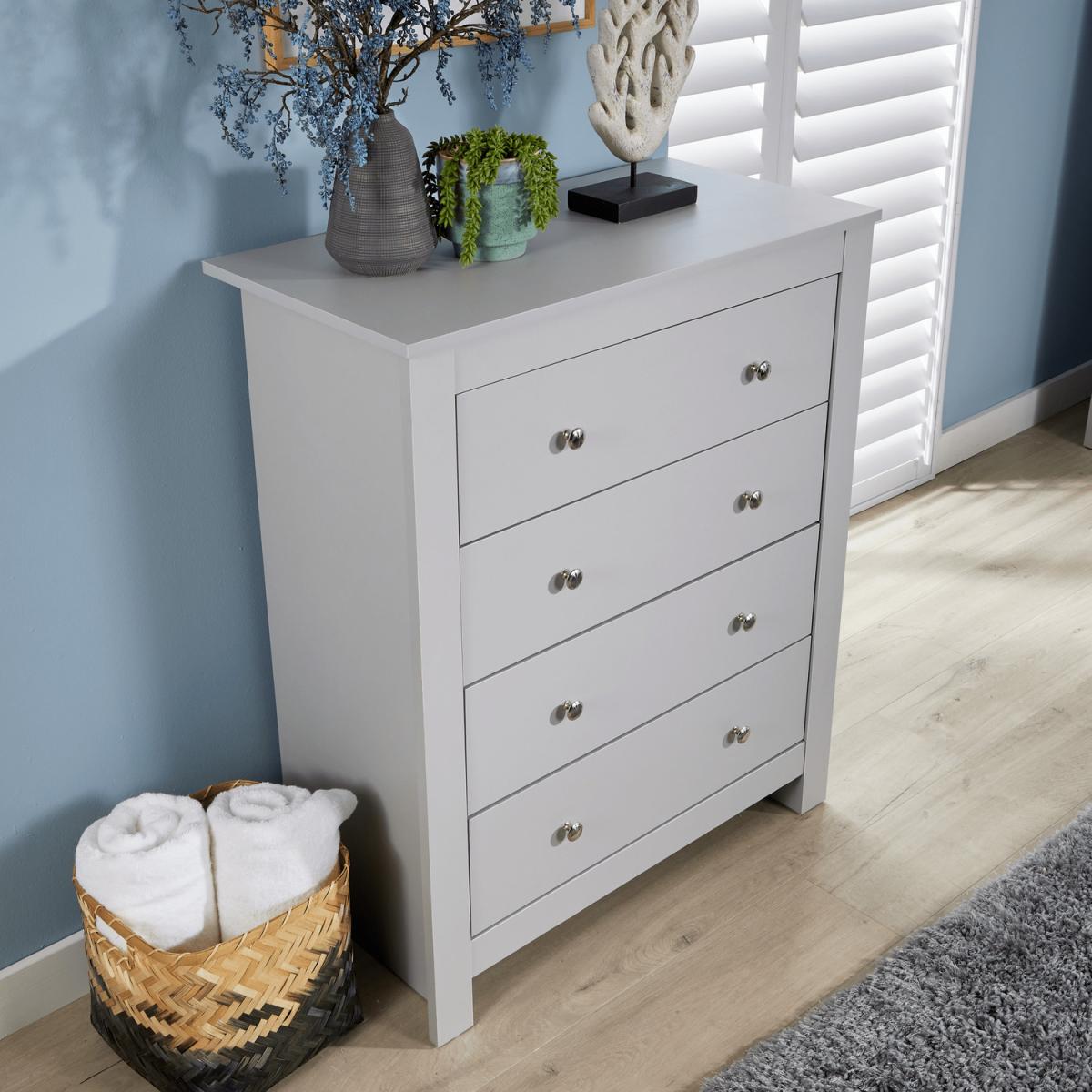 Nyon 4 Drawer Bedroom Storage Chest Unit - Grey - Grey – image 1
