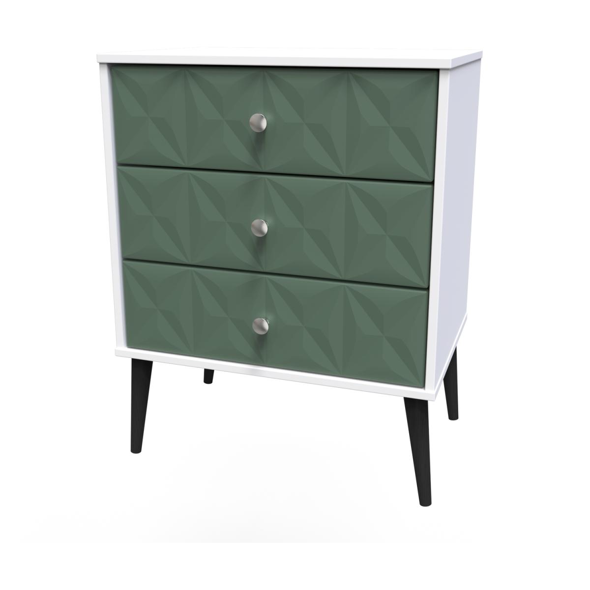 Pixel Ready Assembled 3 Drawer Midi Chest - Labrador Green & White – image 3