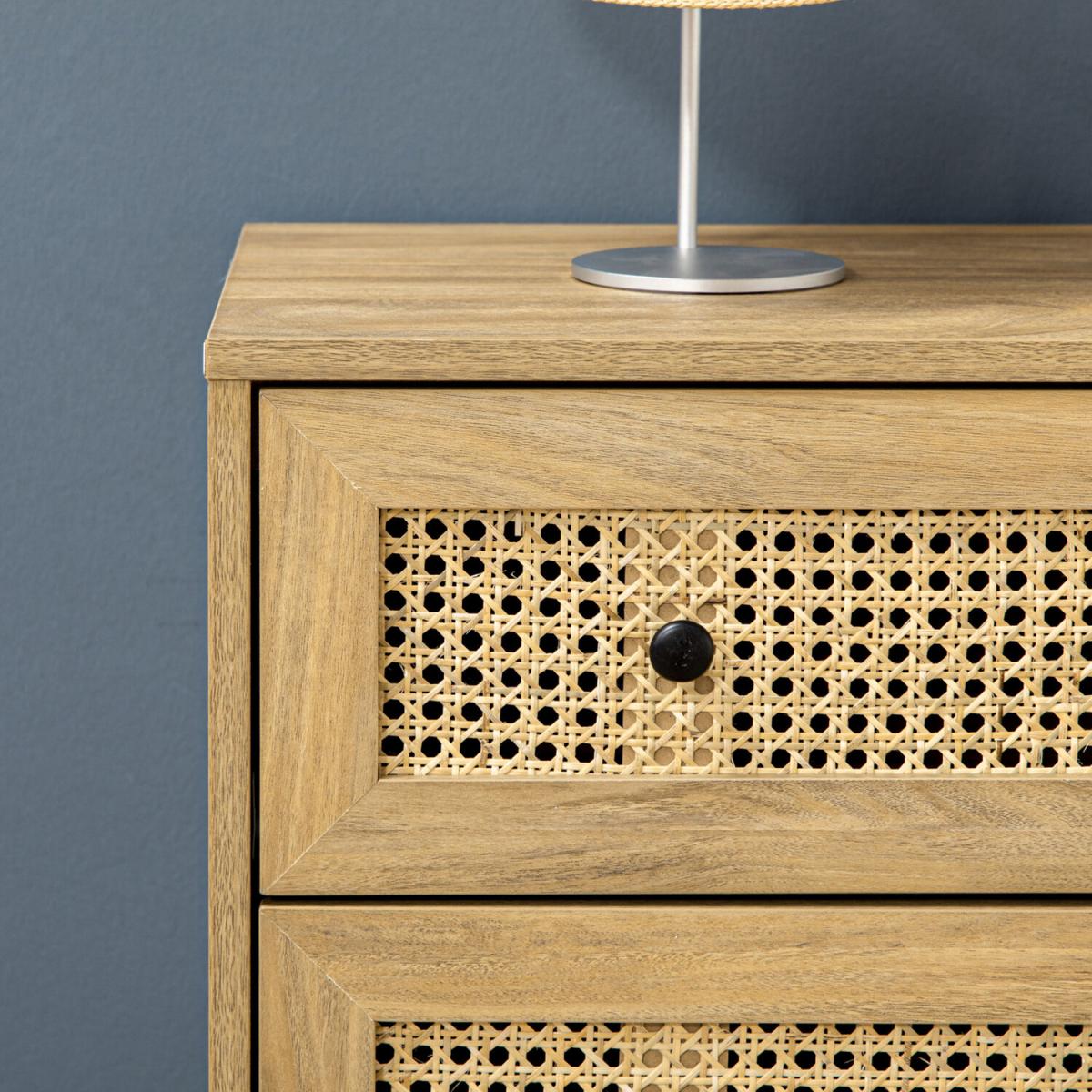 Rattan Chest of Drawers 4-Drawer Dresser Storage Organiser Bedroom - Natural wood finish – image 6