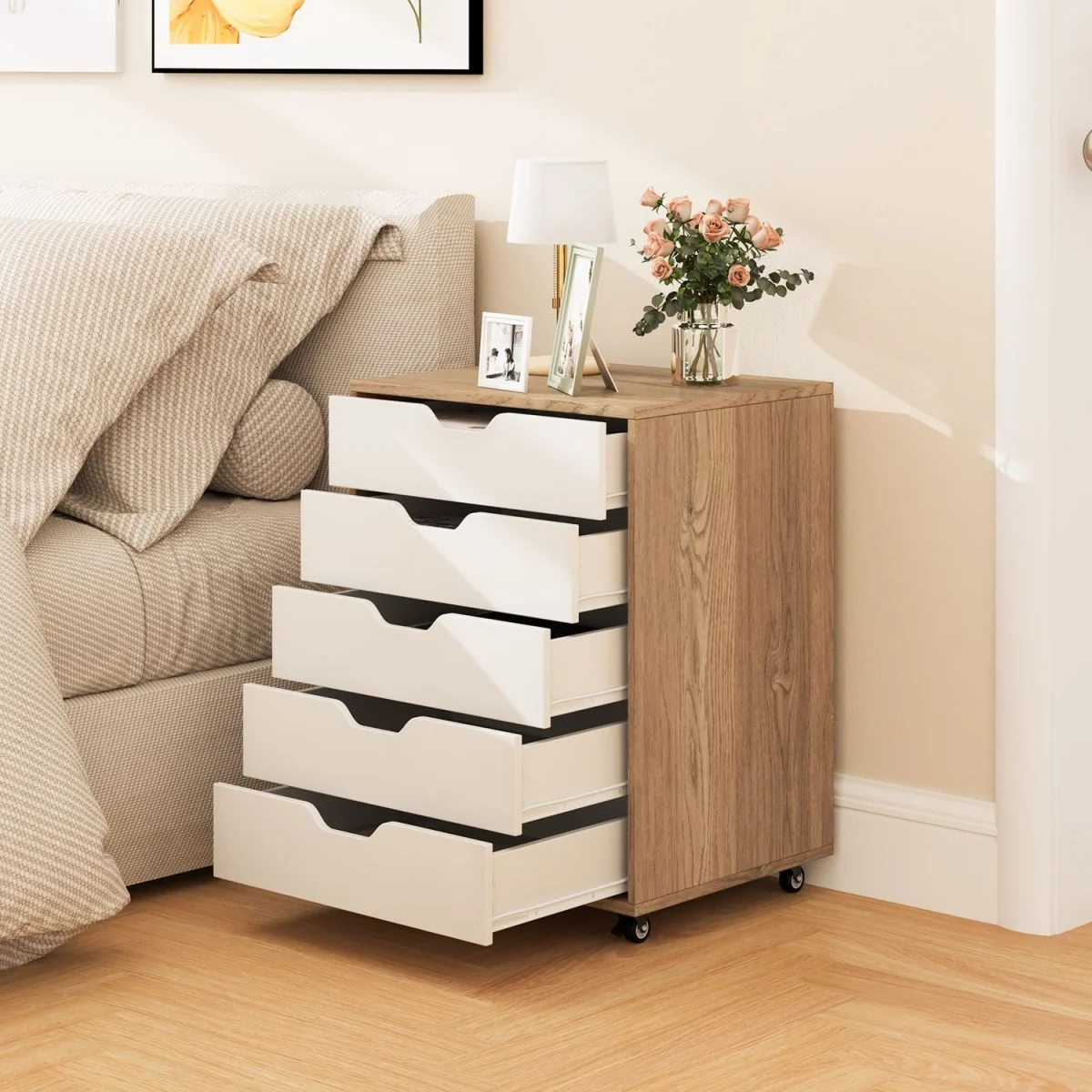 Wheeled Lockable 5-Drawer Dresser – image 6