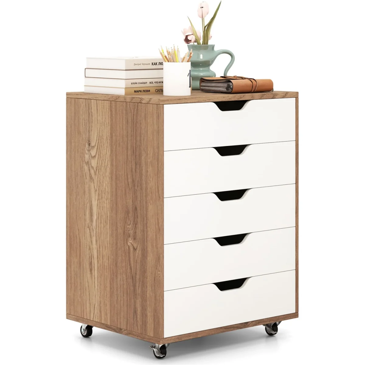 Wheeled Lockable 5-Drawer Dresser – image 7