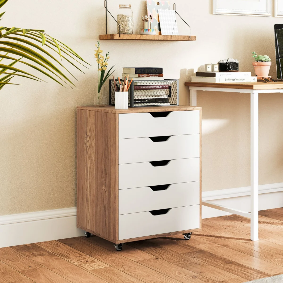 Wheeled Lockable 5-Drawer Dresser – image 8