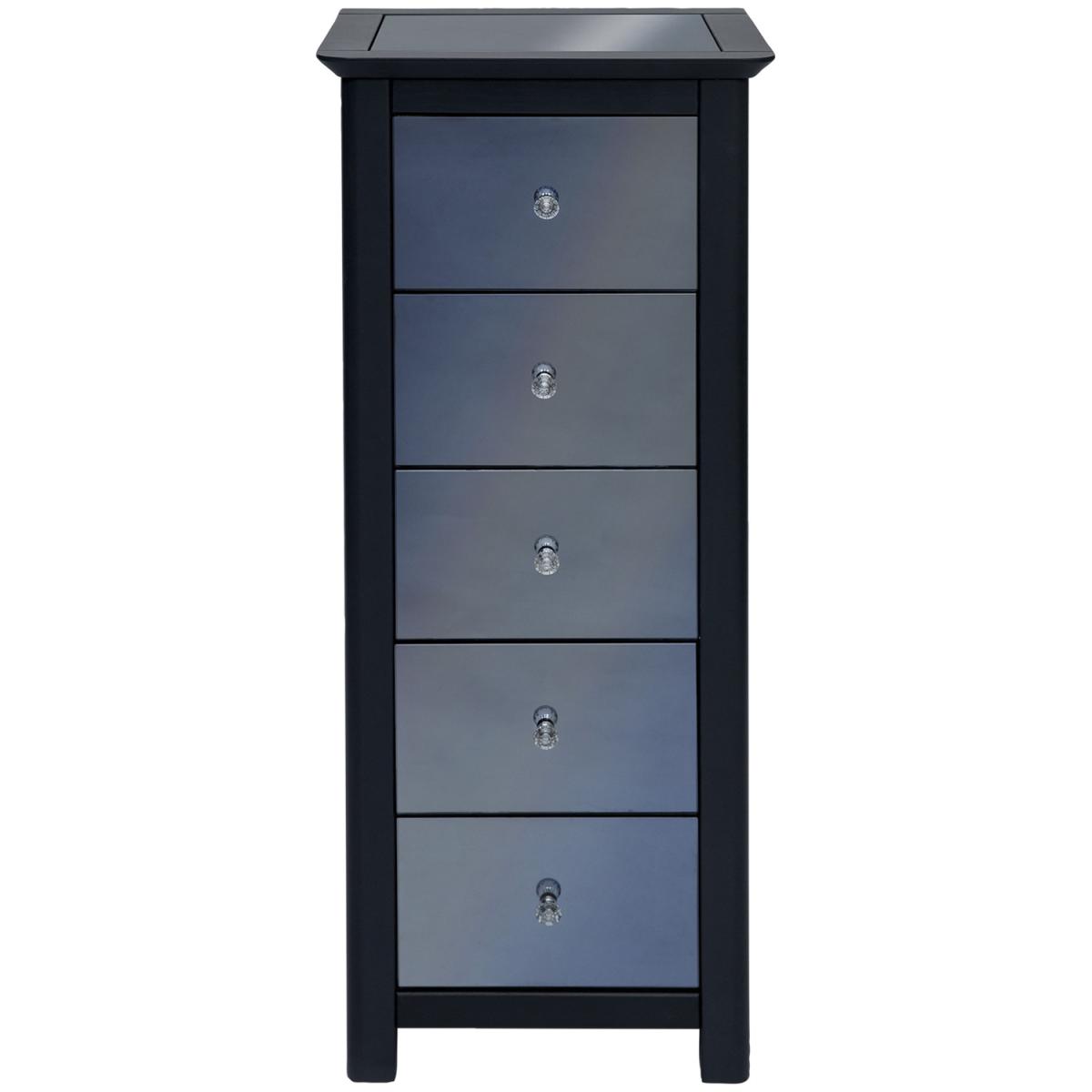 Ayr 5 Drawer Narrow Mirrored Chest – image 2