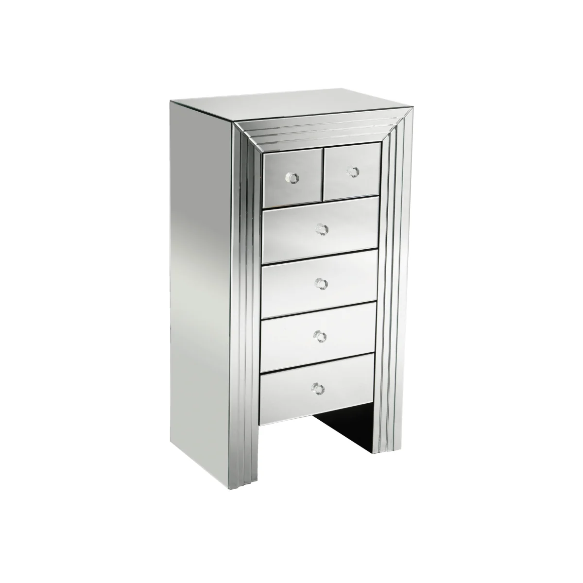 New Line Mirrored 6 Drawer Chest - Silver
