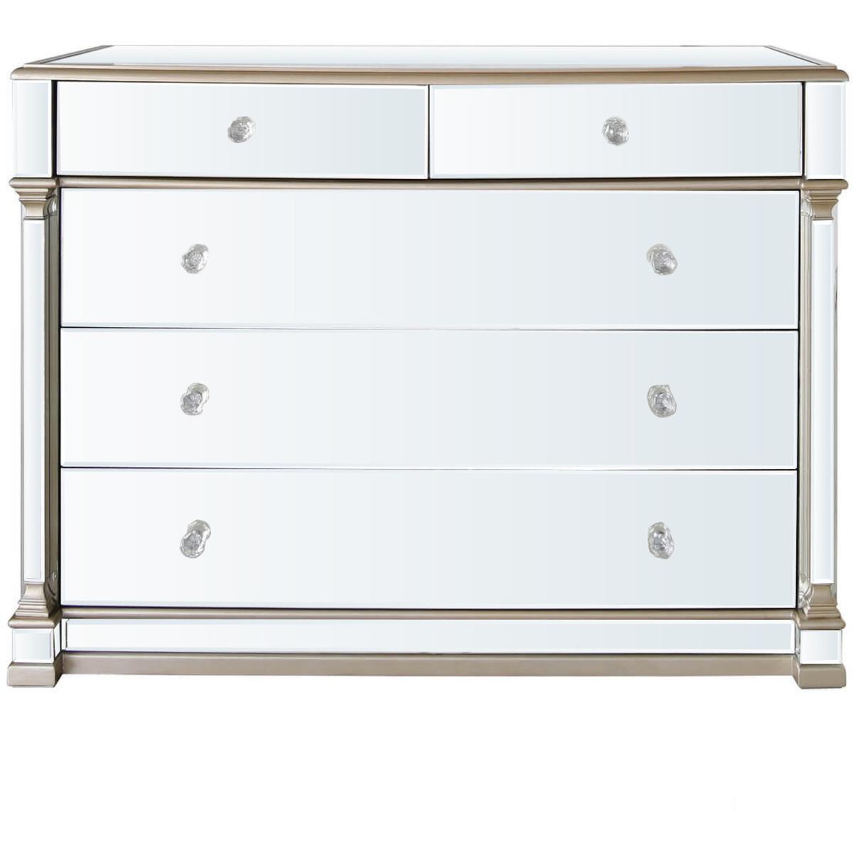 Apollo Champagne Mirrored 5 Drawer Chest of Drawer - Champagne – image 2