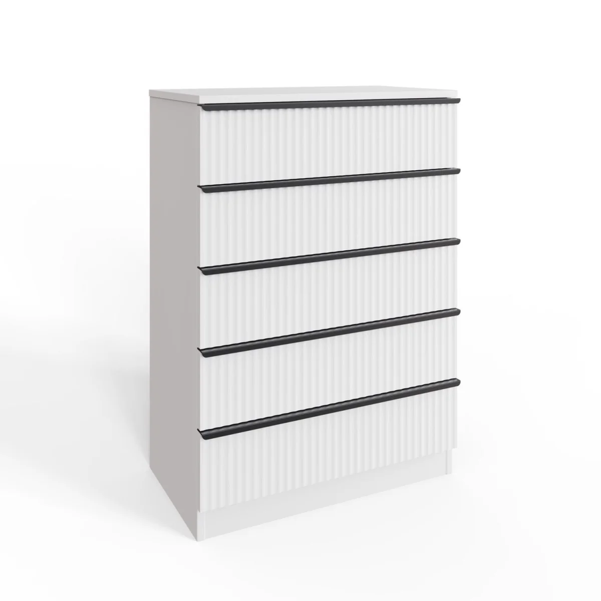 FWStyle Matt White 5 Drawer Chest Scalloped Ripple Finish Modern - Matt White – image 3