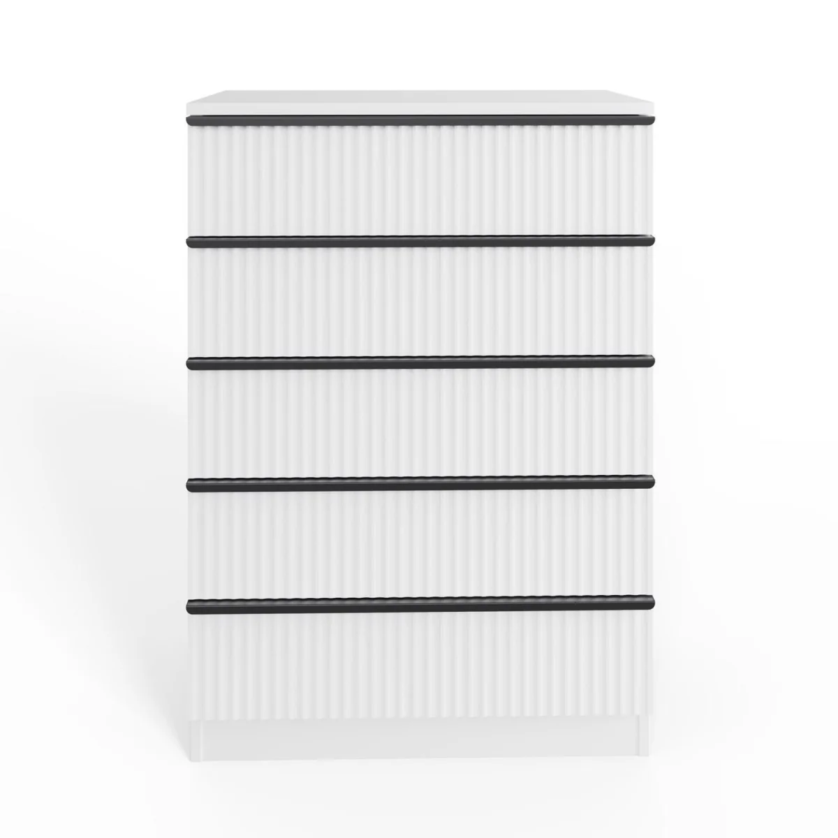 FWStyle Matt White 5 Drawer Chest Scalloped Ripple Finish Modern - Matt White – image 5