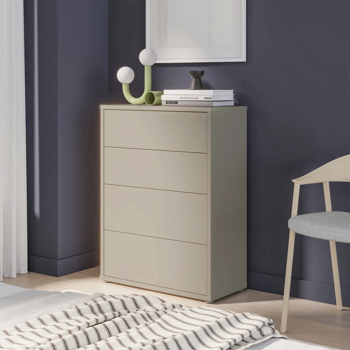 Alice Springs 4 Drawer Chest with Push-Open Drawers in Sage Green - Night Blue – image 34