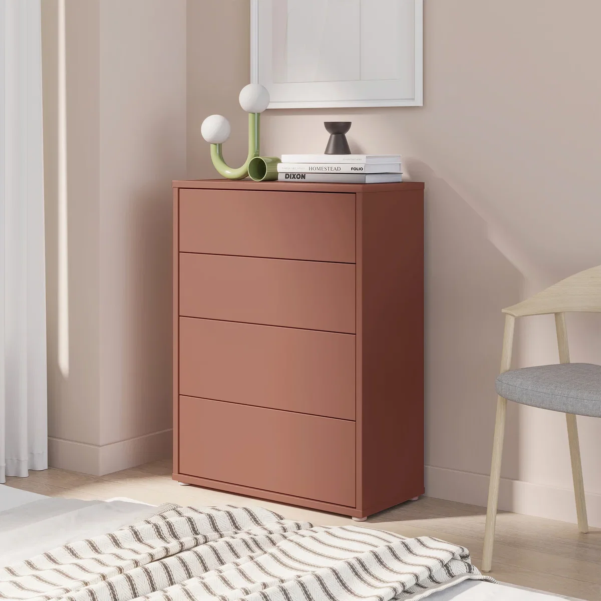 Alice Springs 4 Drawer Chest with Push-Open Drawers in Sage Green - Night Blue – image 44