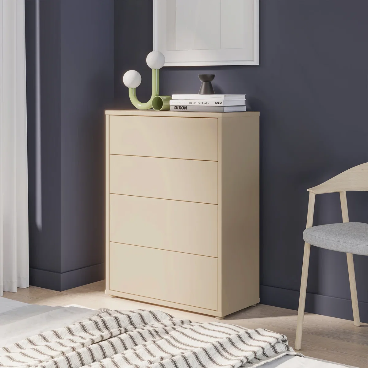 Alice Springs 4 Drawer Chest with Push-Open Drawers in Sage Green - Night Blue – image 61