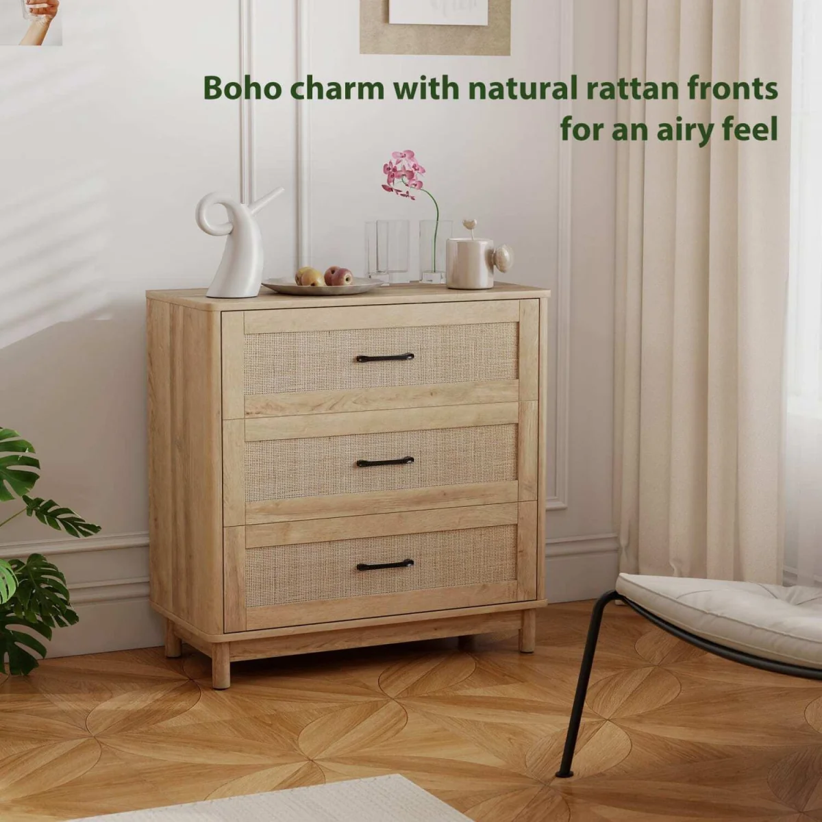 Zima Wood oak-effect 3-drawer storage chest 76 cm wide – image 7