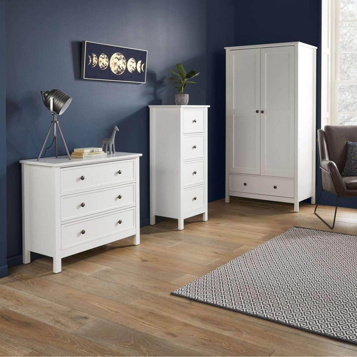 4 Drawer Tallboy Chest with Changeable Handles in White - White – image 2