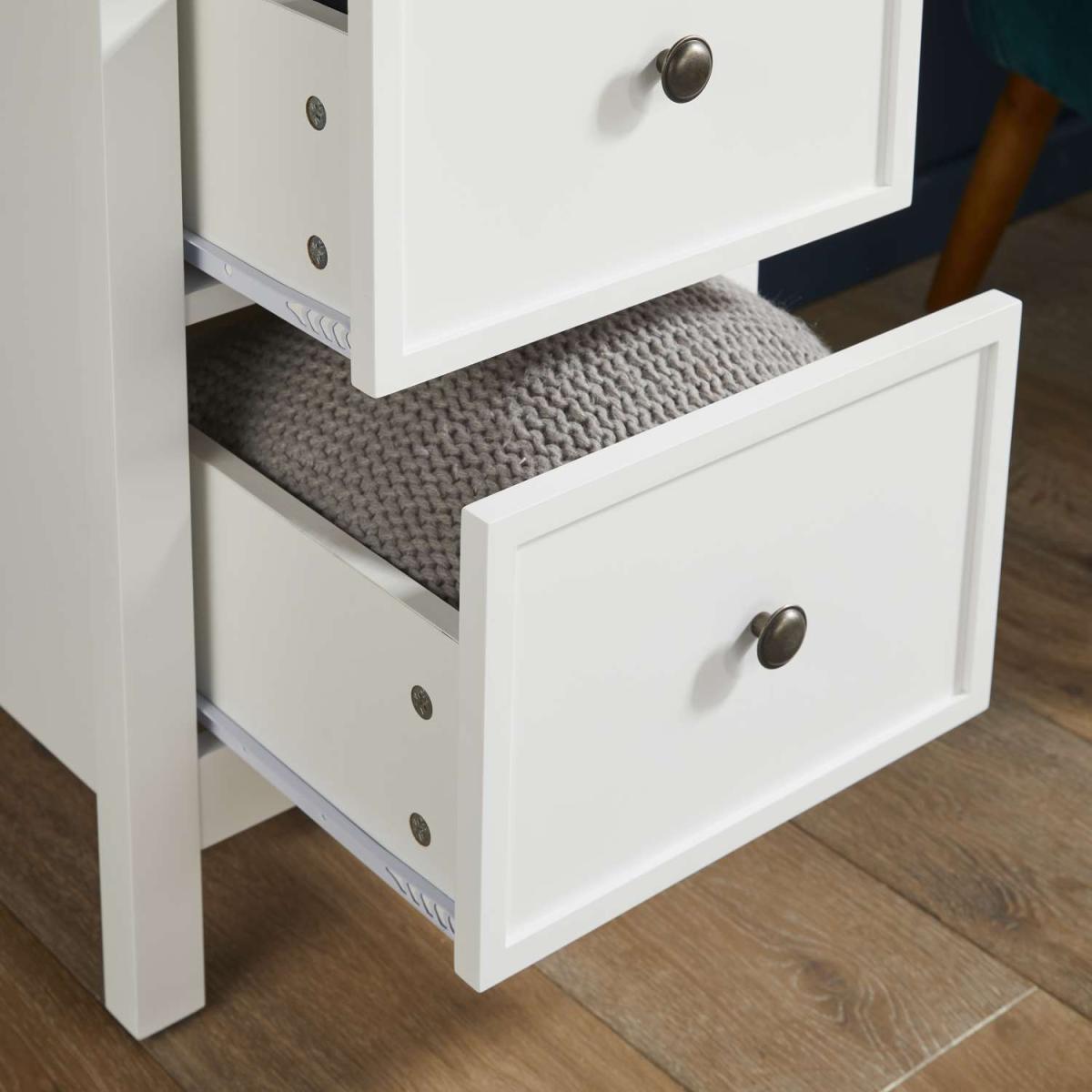 4 Drawer Tallboy Chest with Changeable Handles in White - White – image 5