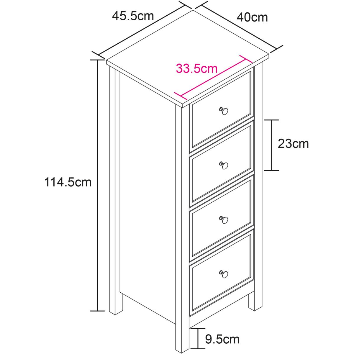 4 Drawer Tallboy Chest with Changeable Handles in White - White – image 7