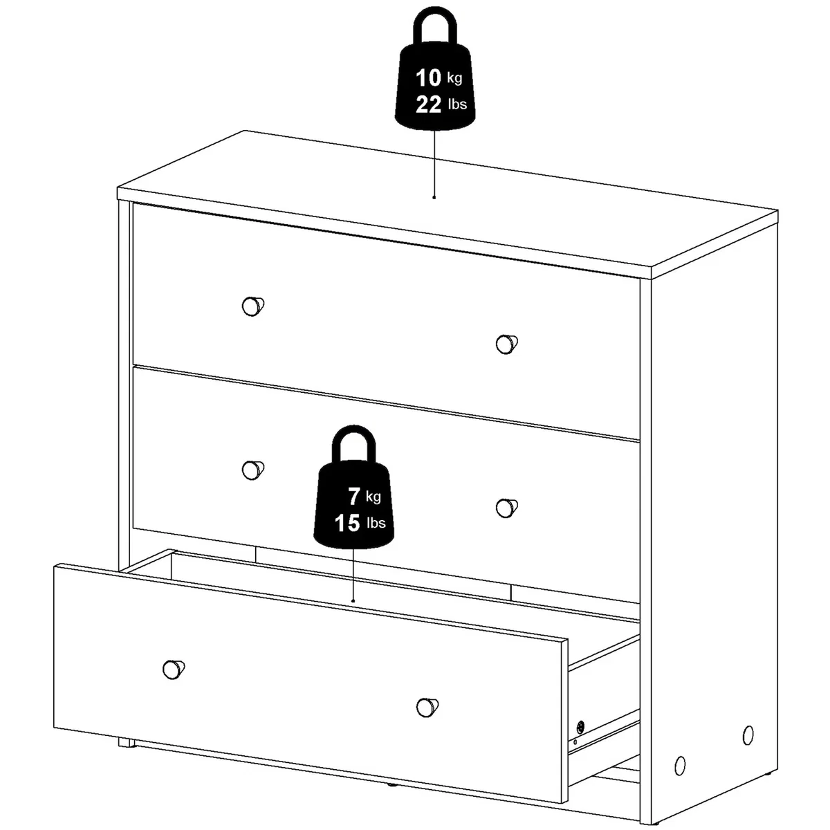 Furniture To Go May Chest of 3 Drawers - Black – image 12