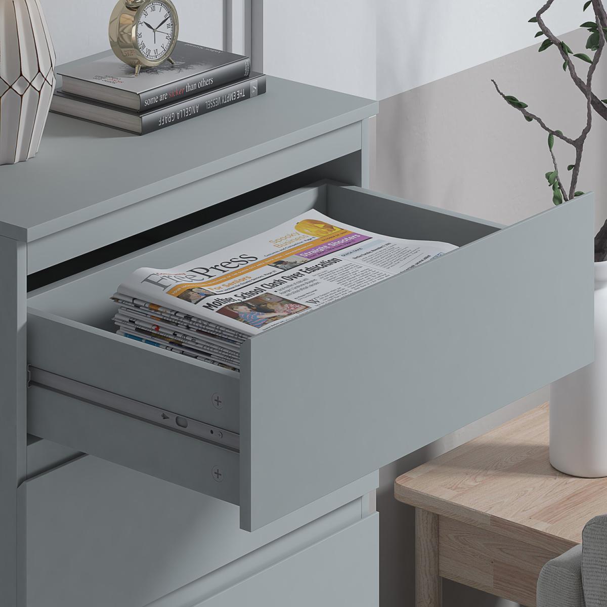 Stora 5 Drawer Matt Grey Tall Chest Of Drawers - Grey – image 4