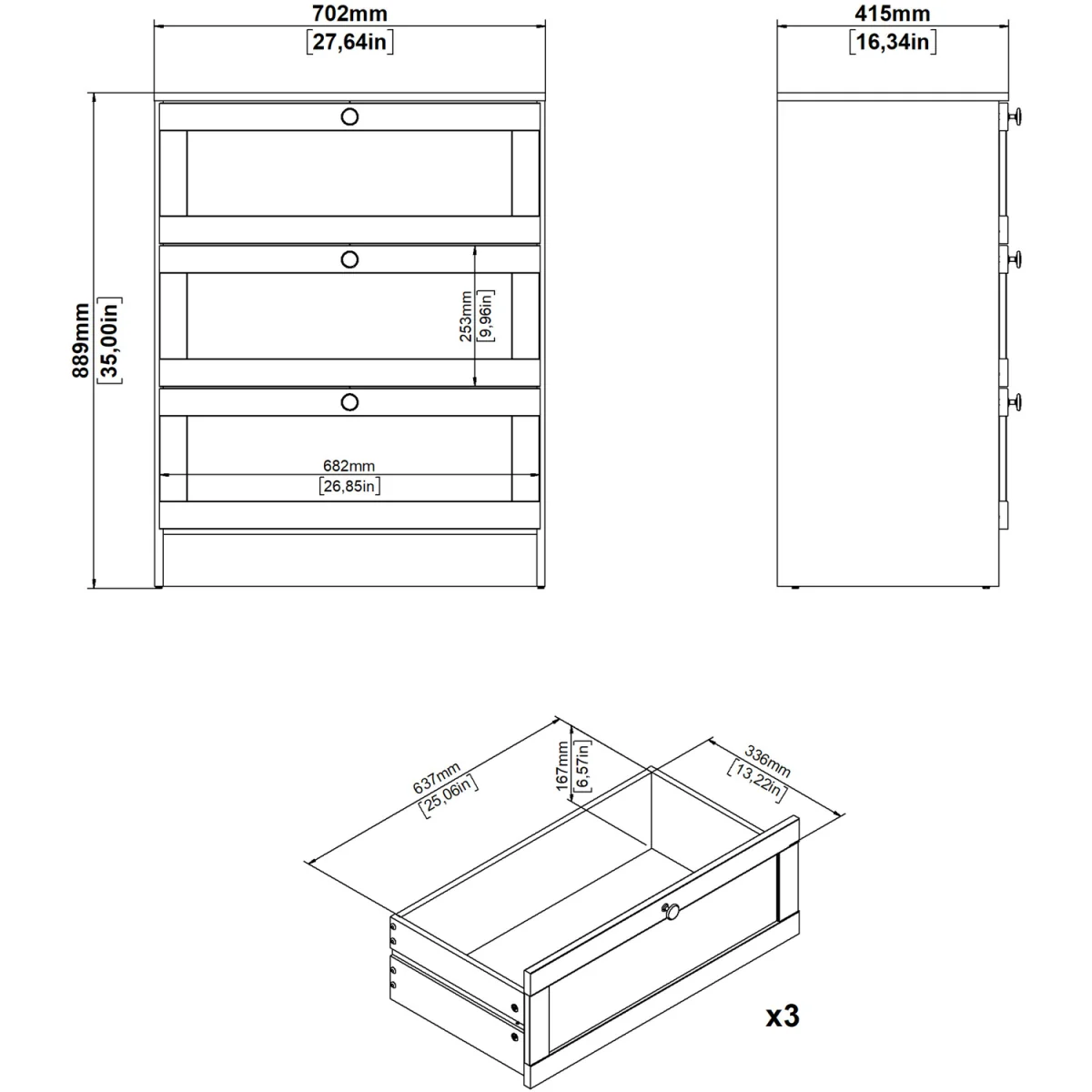 Brande Chest 3 Drawers - White – image 11