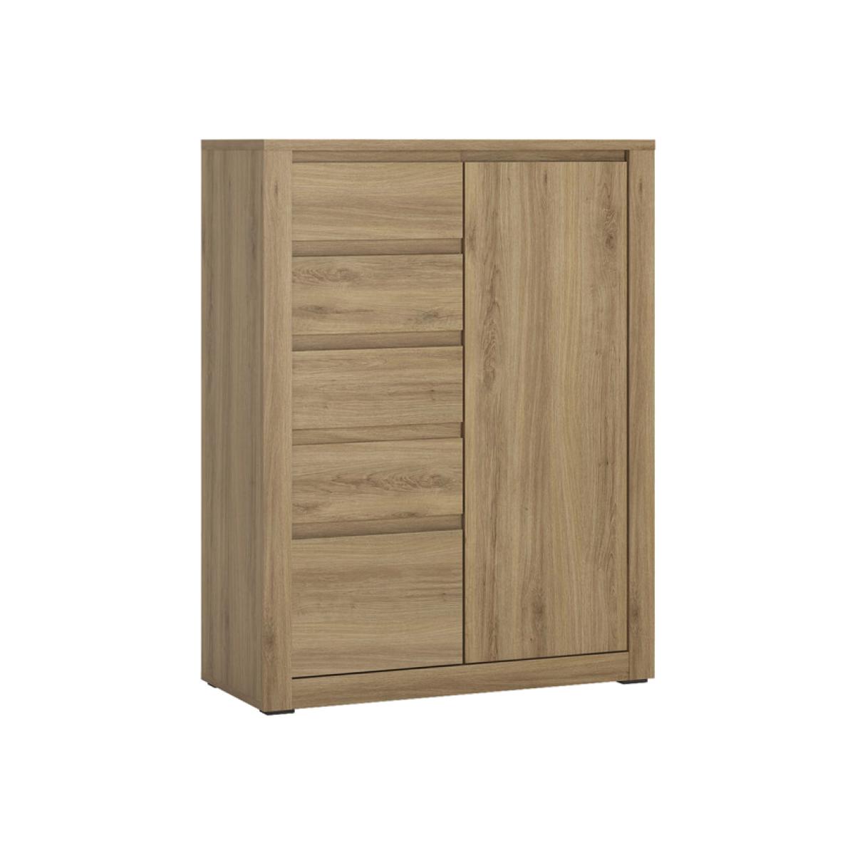 Hobby 1-Door 5-Drawer Cabinet - Oak