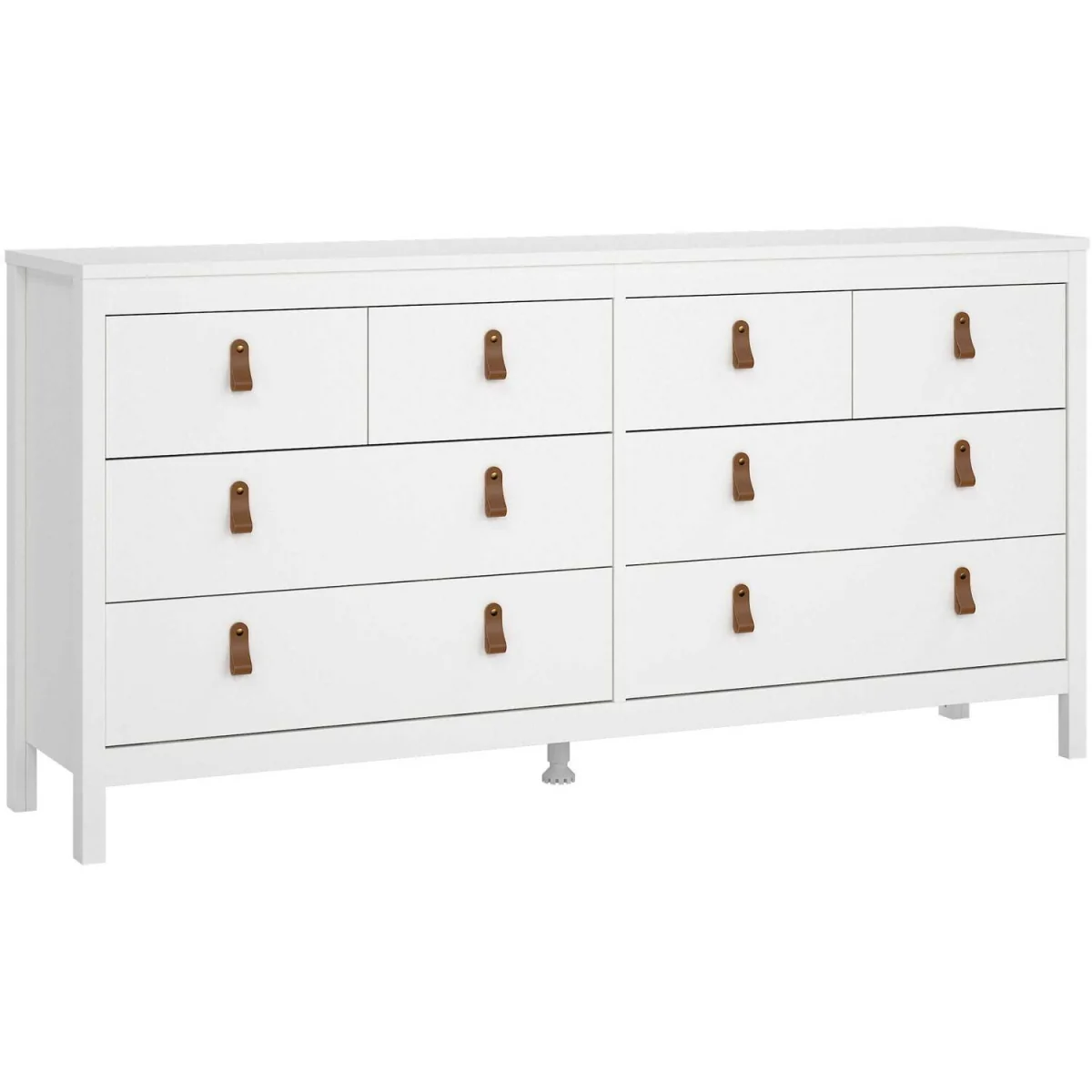 Wildberry 8-Drawer Matt White Wooden Dresser with Leather Tab Handles - White – image 3