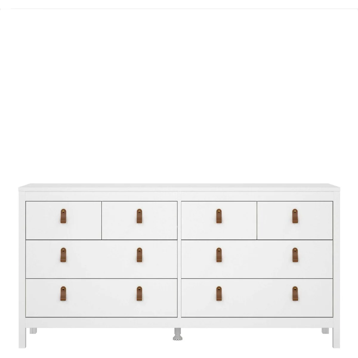 Wildberry 8-Drawer Matt White Wooden Dresser with Leather Tab Handles - White – image 4