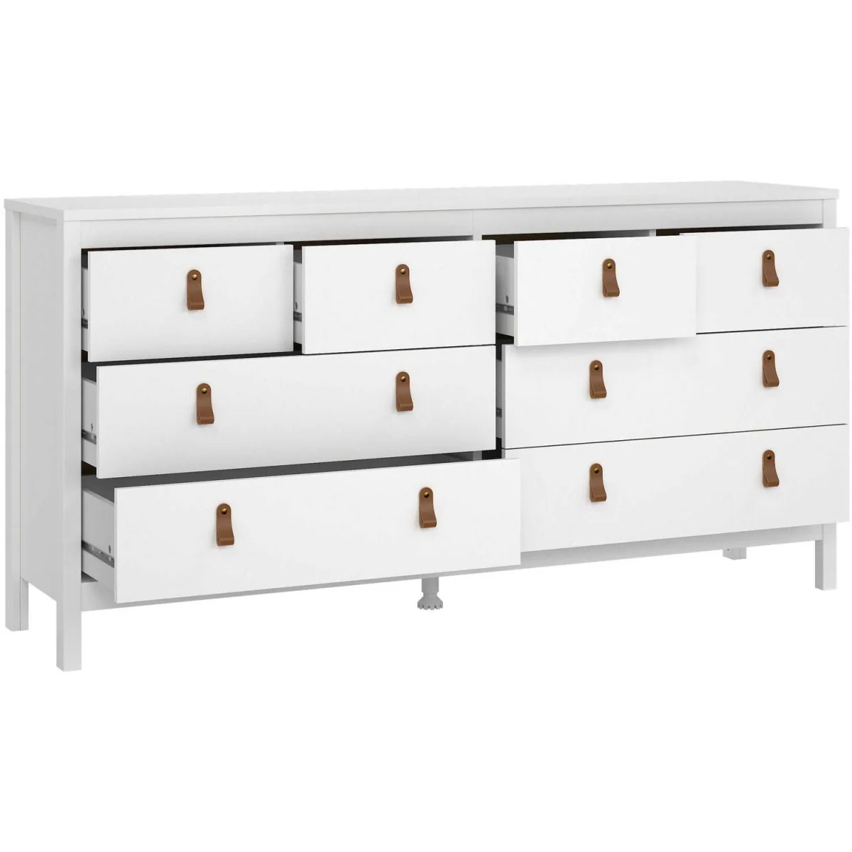 Wildberry 8-Drawer Matt White Wooden Dresser with Leather Tab Handles - White – image 6