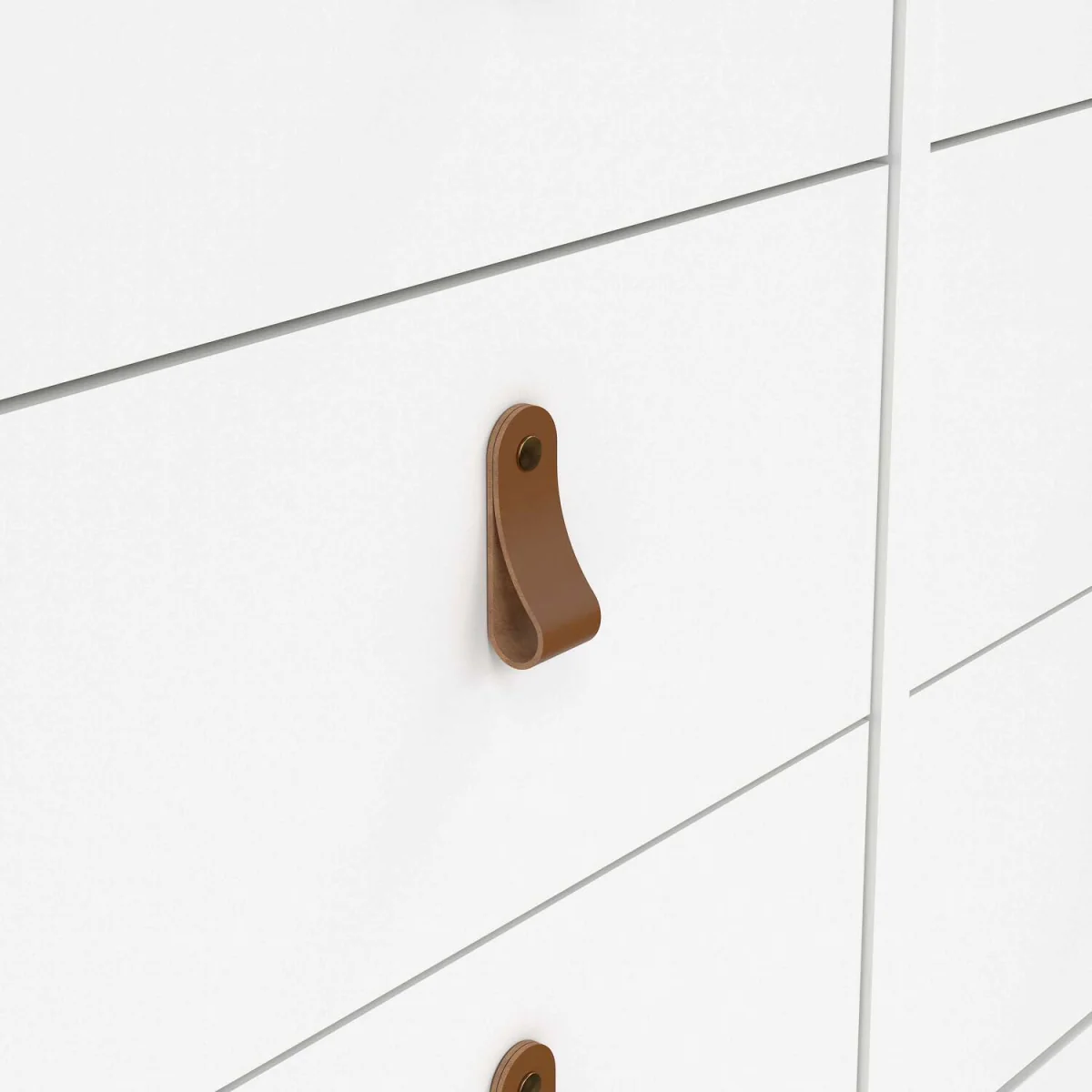 Wildberry 8-Drawer Matt White Wooden Dresser with Leather Tab Handles - White – image 8