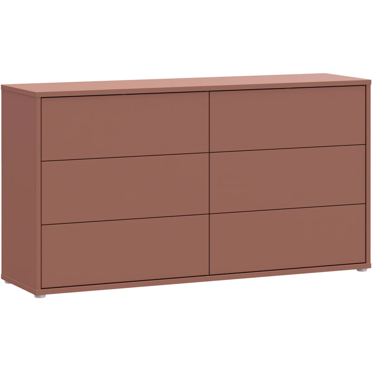 Alice Springs 6 Drawer Wide Chest with Push-Open Drawers in Terracotta - Terracotta – image 3