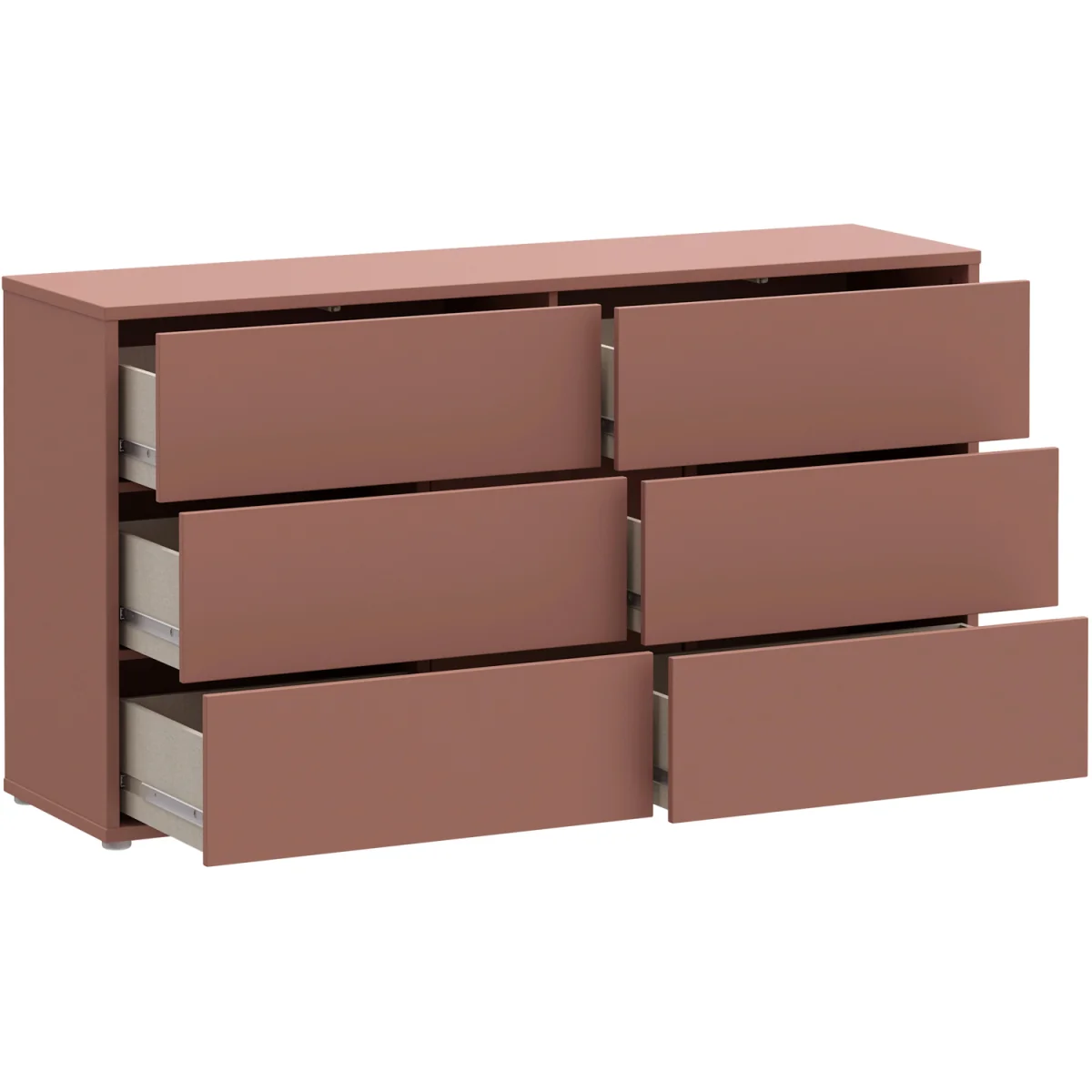 Alice Springs 6 Drawer Wide Chest with Push-Open Drawers in Terracotta - Terracotta – image 5