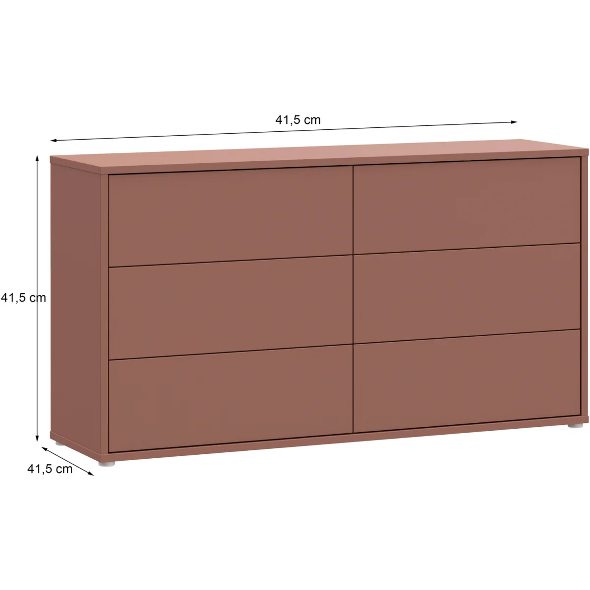 Alice Springs 6 Drawer Wide Chest with Push-Open Drawers in Terracotta - Terracotta – image 7