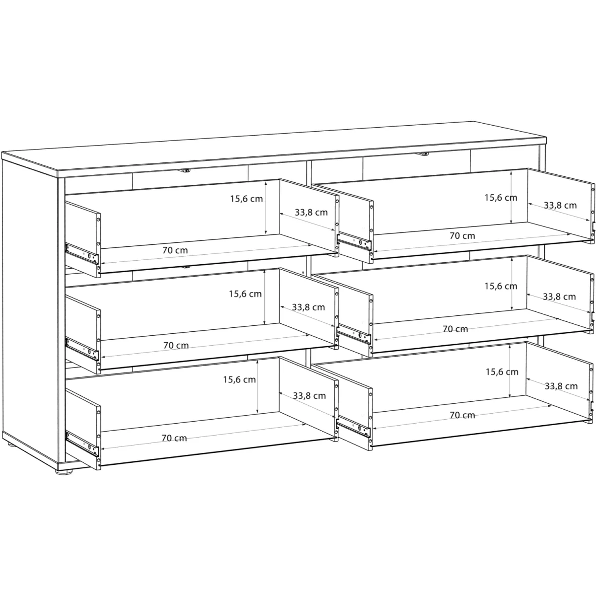Alice Springs 6 Drawer Wide Chest with Push-Open Drawers in Terracotta - Terracotta – image 8
