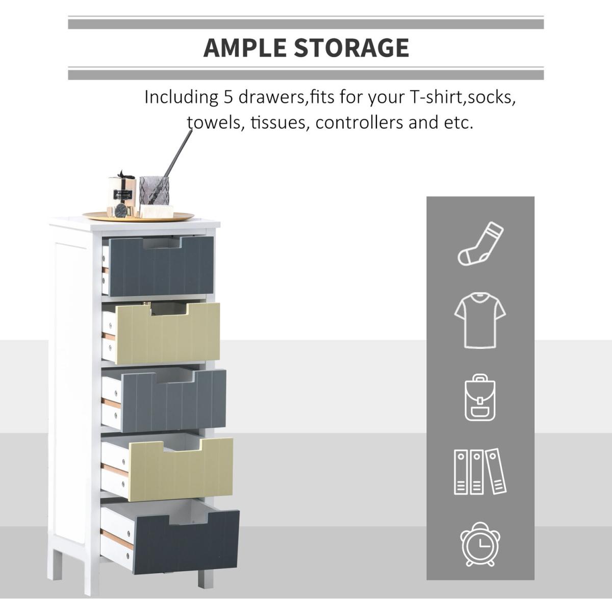 Chest of Drawers Storage Side Cabinet - Multi-Colored – image 7
