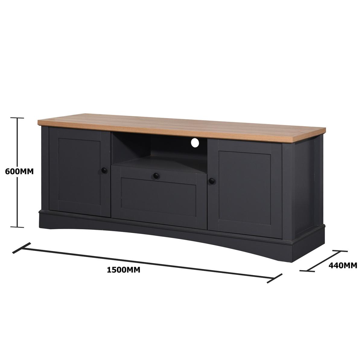 Carden TV Cabinet with Two Doors One Drawer - Dark Grey – image 7