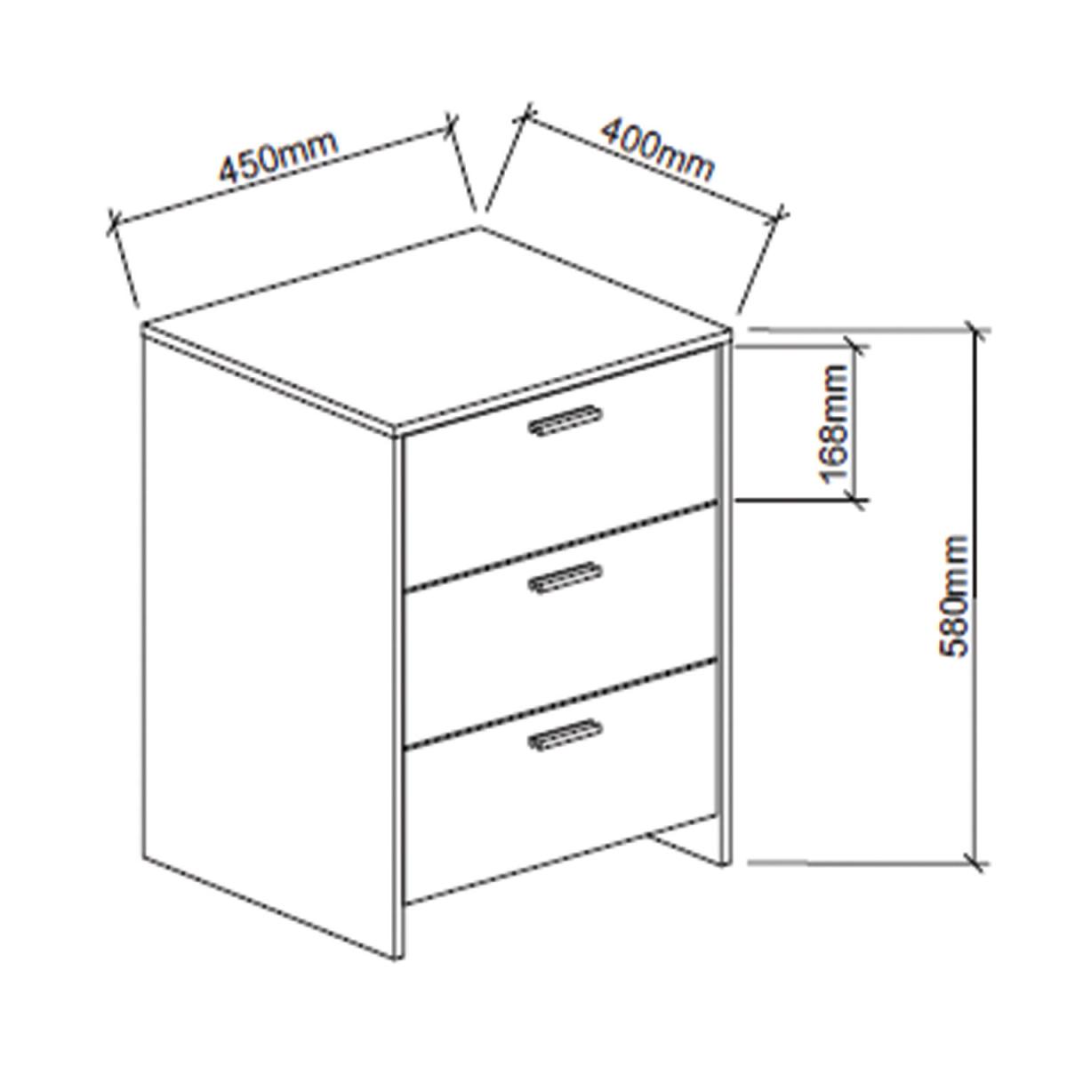 Hartley 3 Drawer Bedside Table - Light Grey – image 4