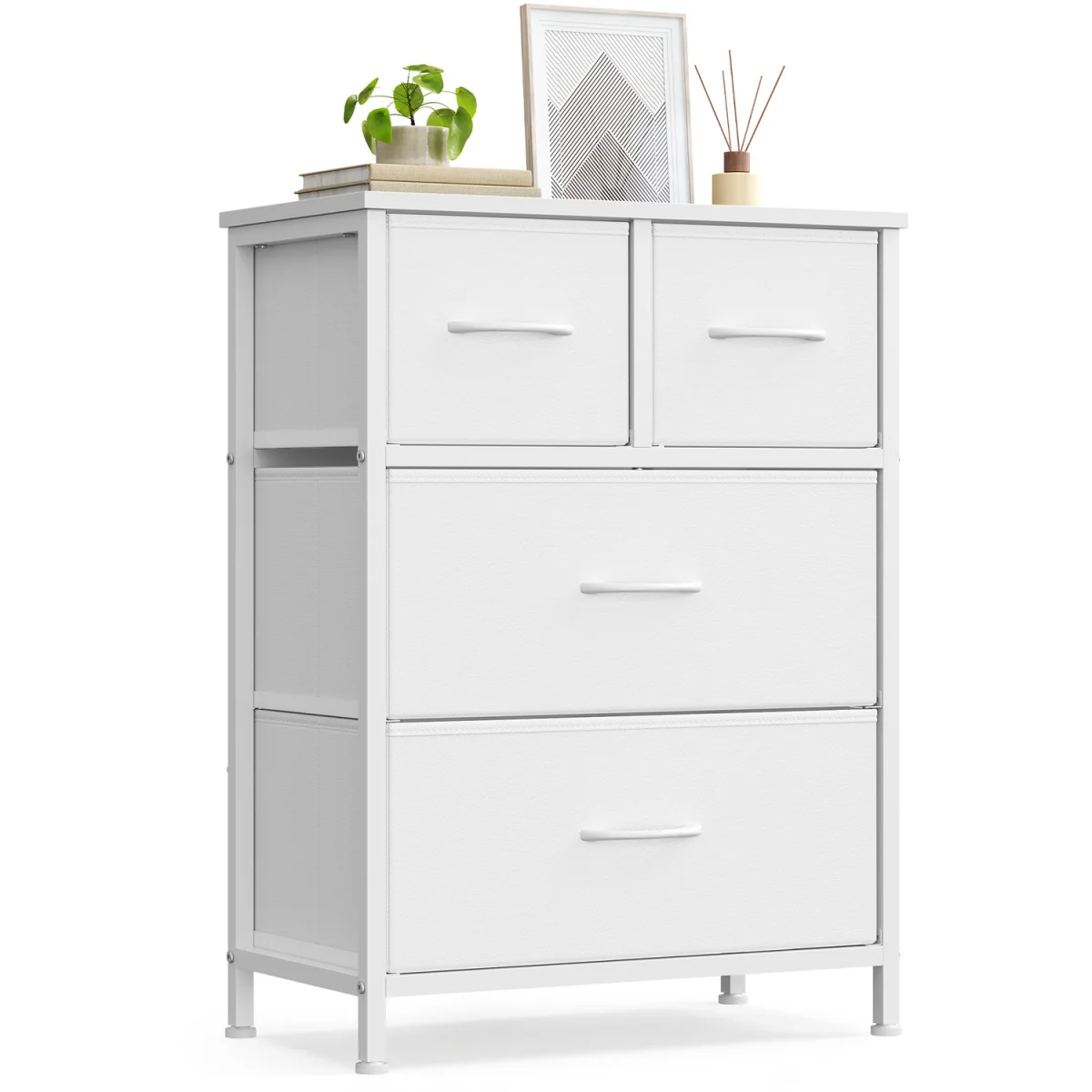 SONGMICS 4-Drawer Chest with Wooden Top, Steel Frame - White – image 2