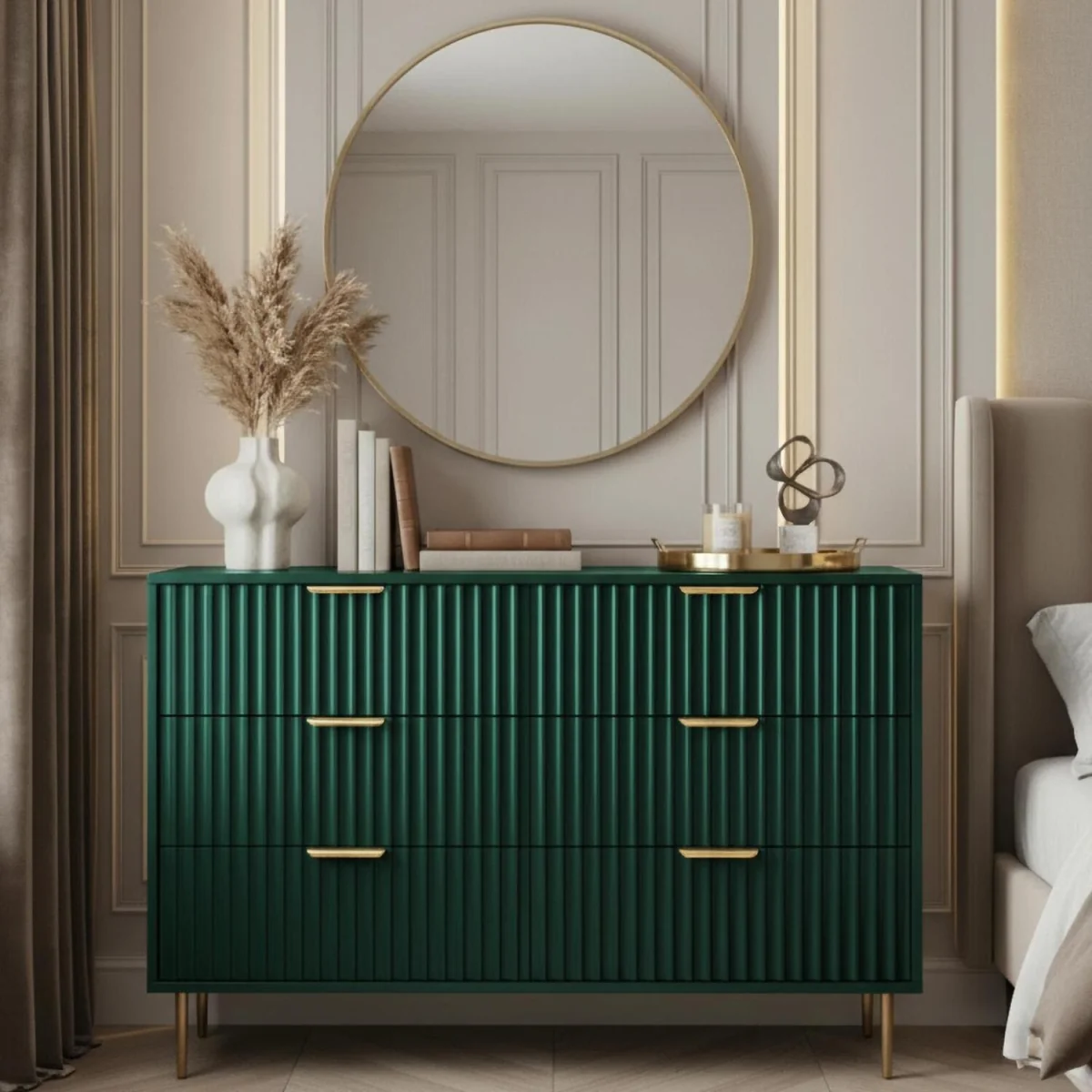 Ribbed 6-Drawer Unit - Deep Forest Green – image 2