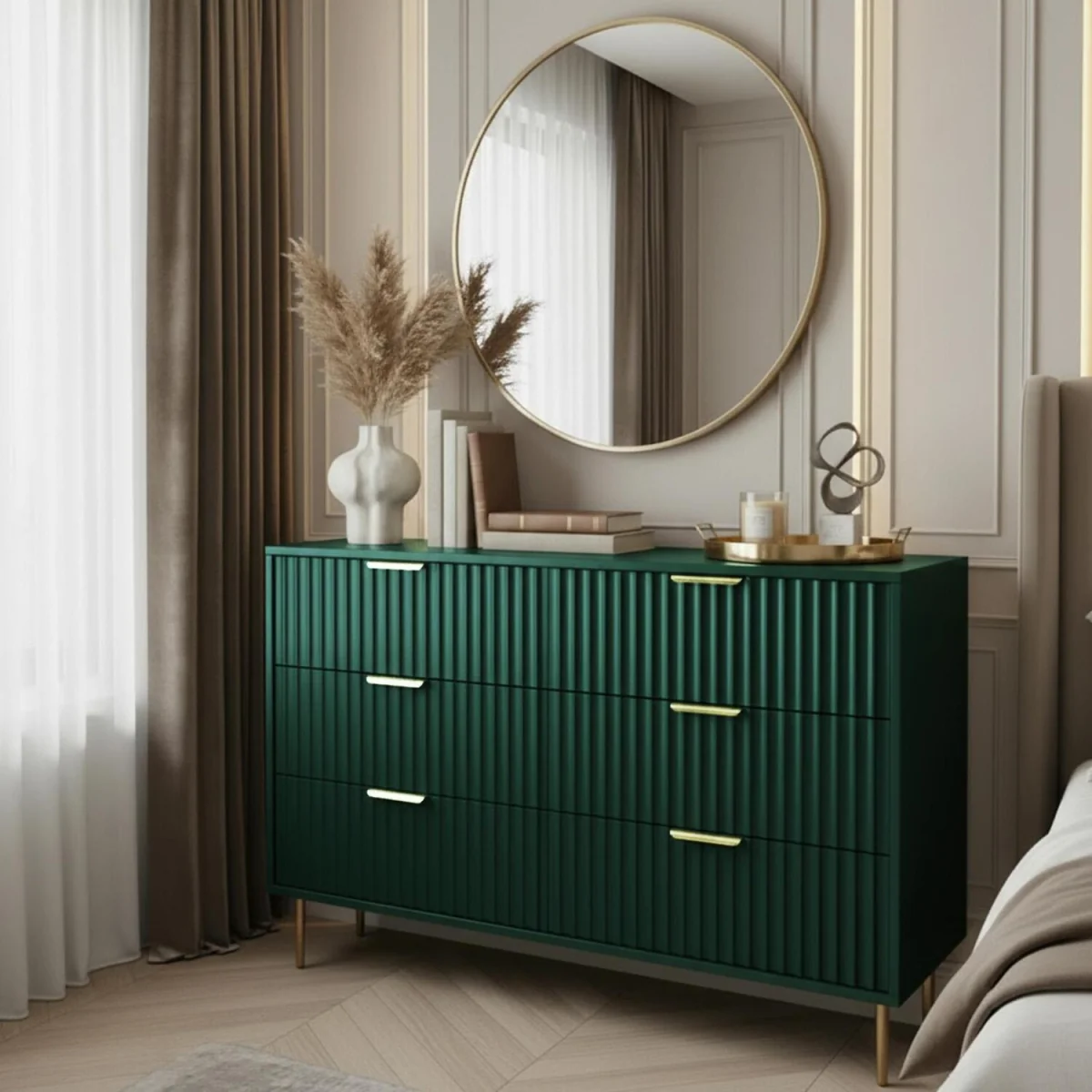 Ribbed 6-Drawer Unit - Deep Forest Green – image 3