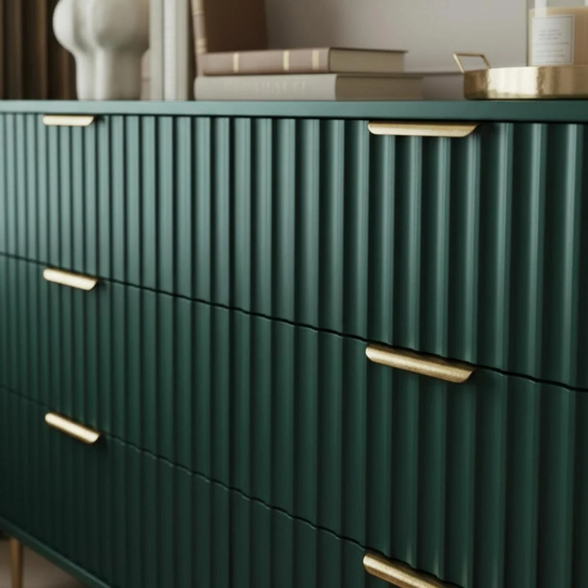 Ribbed 6-Drawer Unit - Deep Forest Green – image 4
