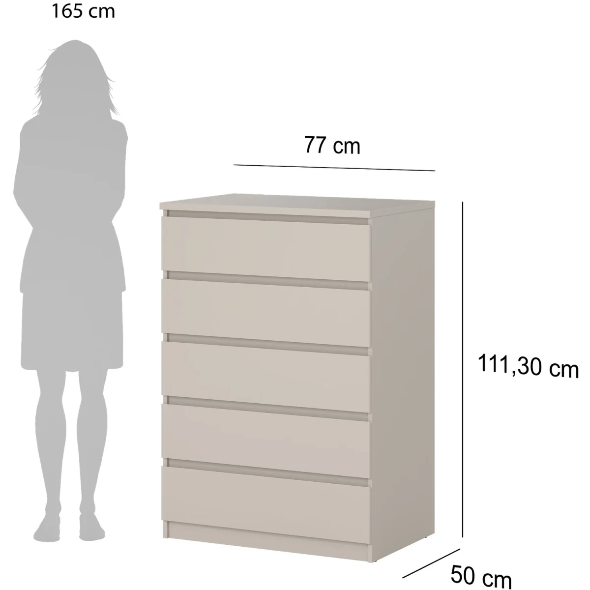 Naia Chest of 5 drawers in Cashmere Jackson Hickory - Cashmere – image 7