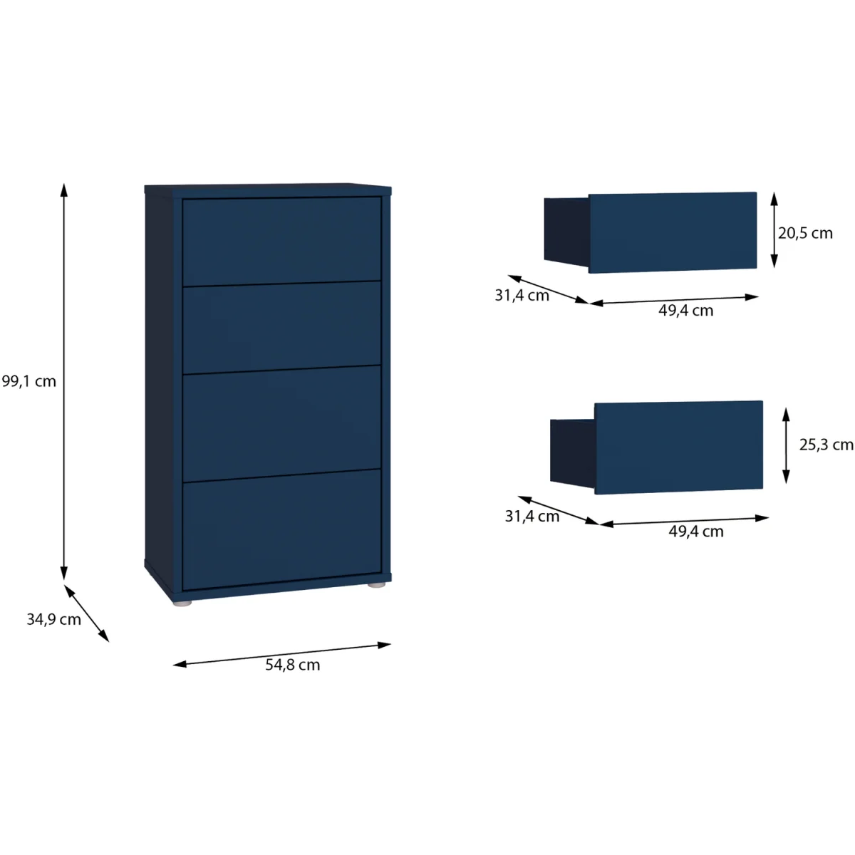 Alice Springs Tall 4 Drawer Chest with Push-Open Drawers in Light Grey - Light Grey – image 25
